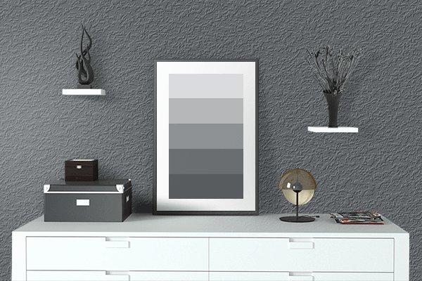 Pretty Photo frame on Iron Grey (RAL) color drawing room interior textured wall