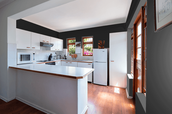 Pretty Photo frame on Carbon color kitchen interior wall color