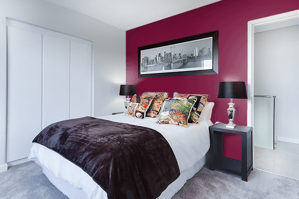 Pretty Photo frame on Royal Burgundy color Bedroom interior wall color
