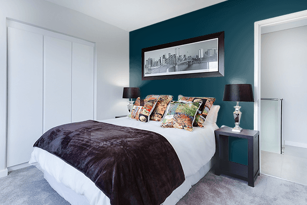 Pretty Photo frame on Rich Black color Bedroom interior wall color