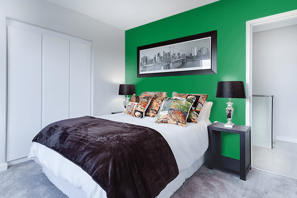 Pretty Photo frame on Philippine Green color Bedroom interior wall color