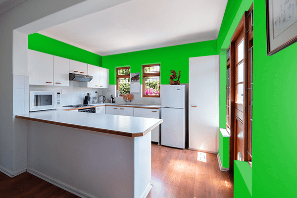 Pretty Photo frame on Vivid Malachite color kitchen interior wall color
