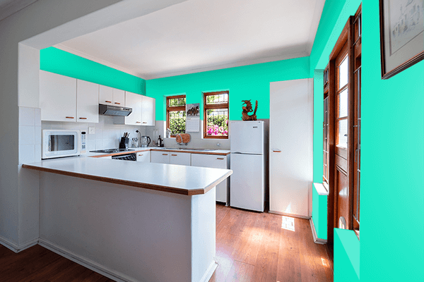 Pretty Photo frame on Sea Green (Crayola) color kitchen interior wall color