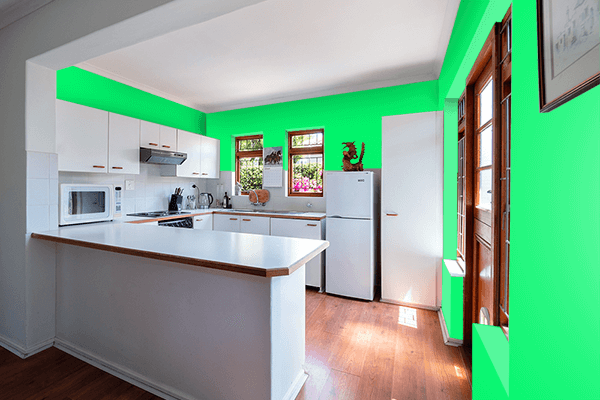 Pretty Photo frame on Guppie Green color kitchen interior wall color