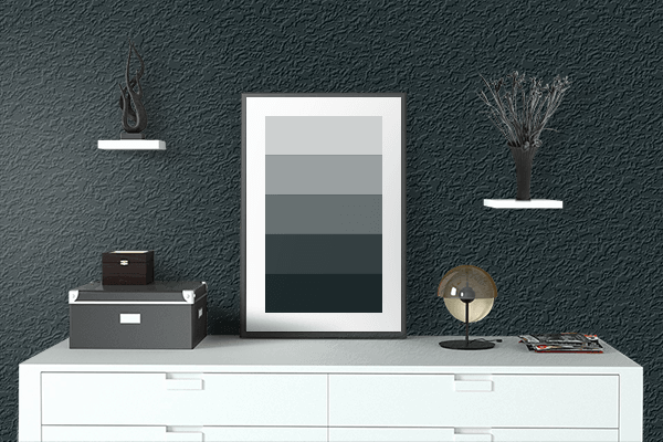 Pretty Photo frame on Rich Black (FOGRA29) color drawing room interior textured wall