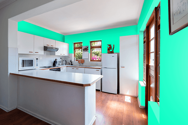 Pretty Photo frame on Sea Green (Crayola) color kitchen interior wall color