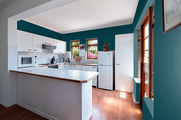 Pretty Photo frame on Warm Black color kitchen interior wall color