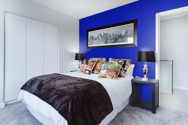 Pretty Photo frame on Blue (Pantone) color Bedroom interior wall color