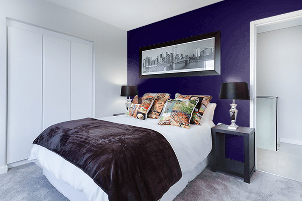 Pretty Photo frame on Cetacean Blue color Bedroom interior wall color