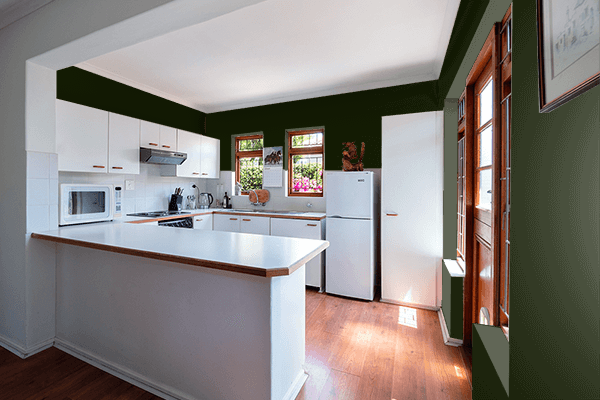 Pretty Photo frame on Smoky Black color kitchen interior wall color