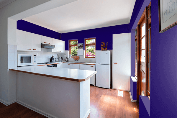 Pretty Photo frame on Deep Violet color kitchen interior wall color
