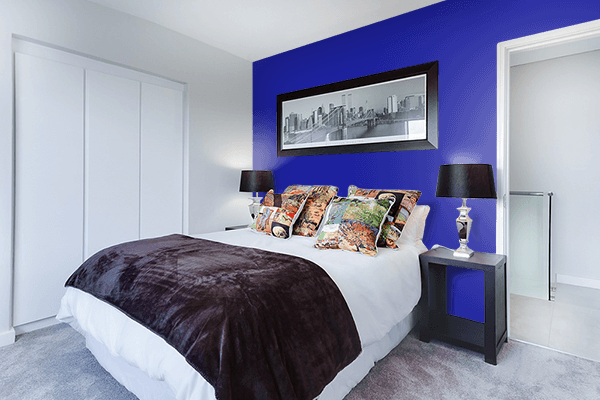 Pretty Photo frame on Indigo Dye color Bedroom interior wall color