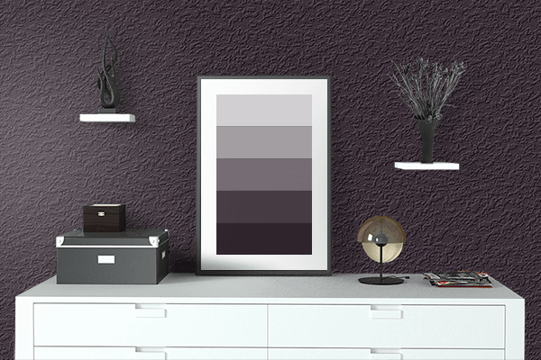 Pretty Photo frame on Licorice color drawing room interior textured wall