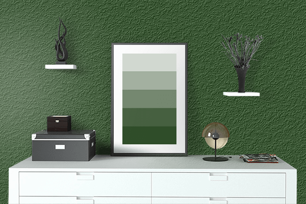 Pretty Photo frame on Phthalo Green color drawing room interior textured wall