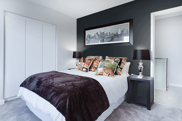 Pretty Photo frame on Dark Gunmetal color Bedroom interior wall color