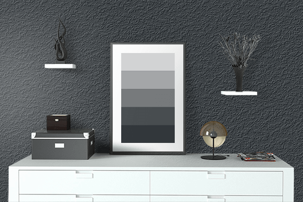 Pretty Photo frame on Dark Gunmetal color drawing room interior textured wall