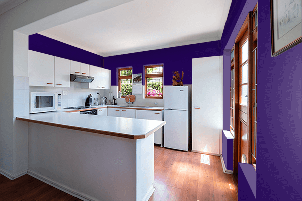 Pretty Photo frame on Deep Violet color kitchen interior wall color