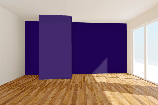 Pretty Photo frame on Deep Violet color Living room wal color