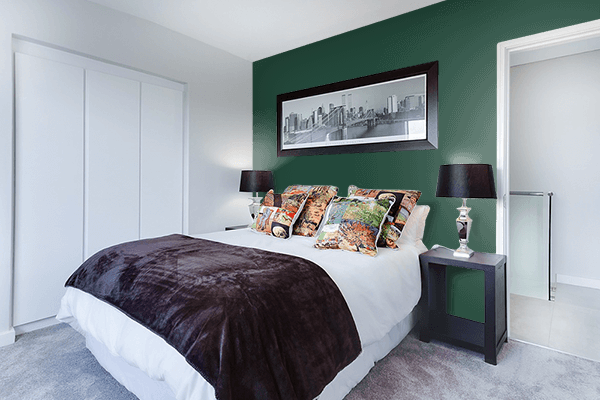 Pretty Photo frame on MSU Green color Bedroom interior wall color