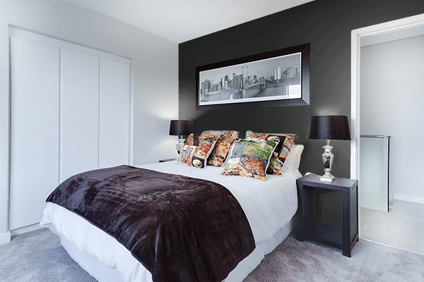 Pretty Photo frame on Raisin Black color Bedroom interior wall color
