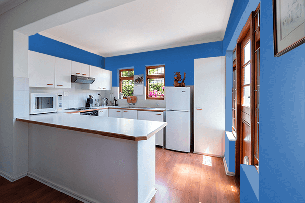 Pretty Photo frame on Lapis Lazuli color kitchen interior wall color
