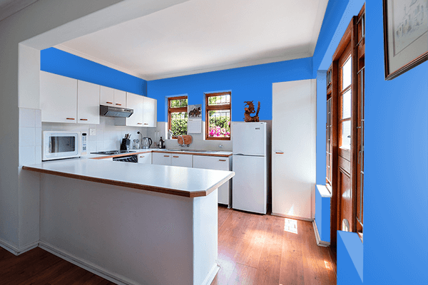 Pretty Photo frame on Bleu De France color kitchen interior wall color