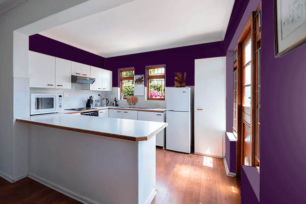 Pretty Photo frame on Dark Purple color kitchen interior wall color