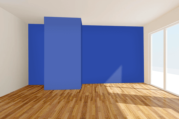 Pretty Photo frame on Violet-Blue color Living room wal color