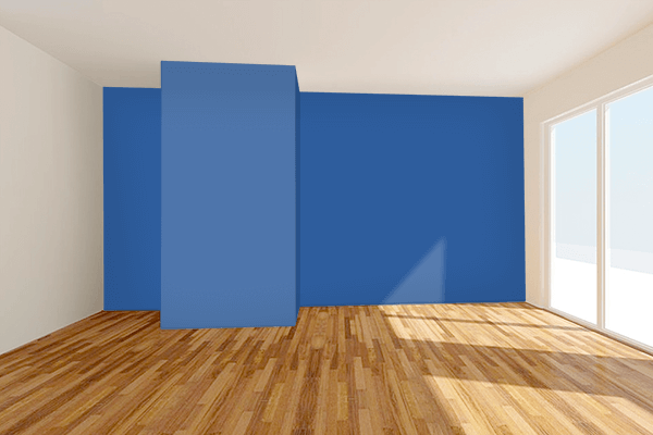 Pretty Photo frame on Cyan Cobalt Blue color Living room wal color