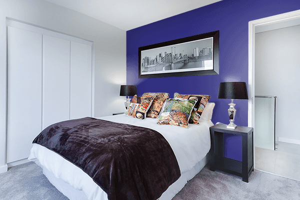 Pretty Photo frame on Cosmic Cobalt color Bedroom interior wall color