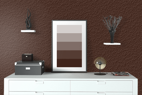 Pretty Photo frame on Black Bean color drawing room interior textured wall