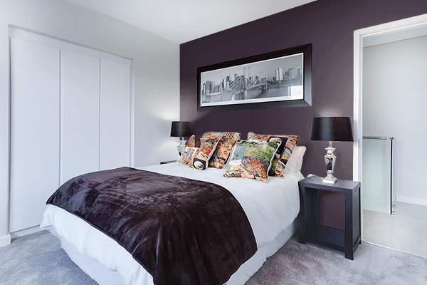 Pretty Photo frame on Black Coffee color Bedroom interior wall color