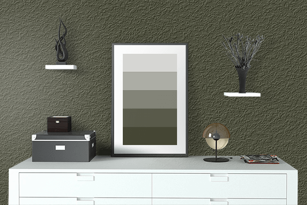 Pretty Photo frame on Olive Drab #7 color drawing room interior textured wall
