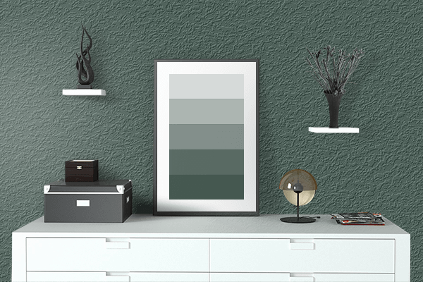 Pretty Photo frame on Dark Slate Gray color drawing room interior textured wall