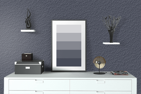 Pretty Photo frame on Charcoal color drawing room interior textured wall