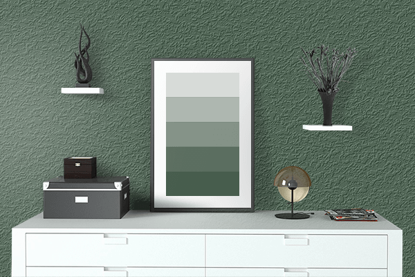 Pretty Photo frame on Gray-Asparagus color drawing room interior textured wall