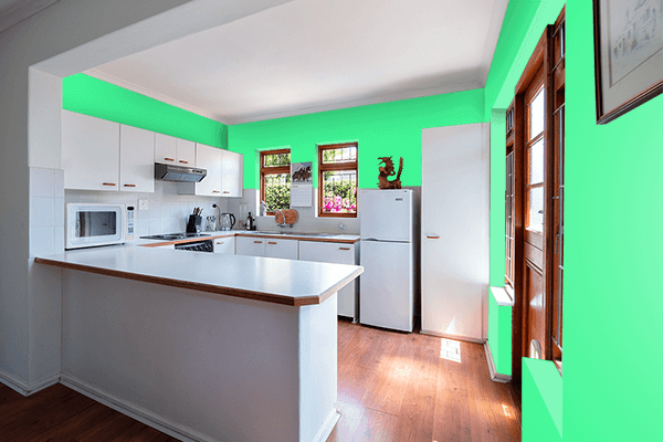 Pretty Photo frame on Eucalyptus color kitchen interior wall color