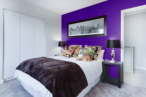 Pretty Photo frame on Indigo color Bedroom interior wall color