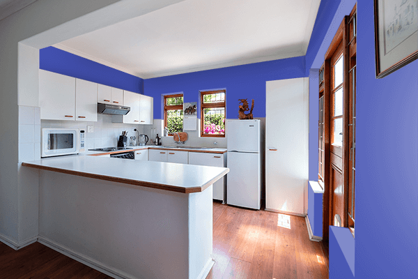 Pretty Photo frame on Violet-Blue color kitchen interior wall color