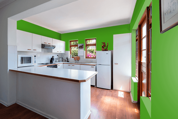 Pretty Photo frame on Slimy Green color kitchen interior wall color