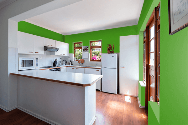 Pretty Photo frame on Slimy Green color kitchen interior wall color