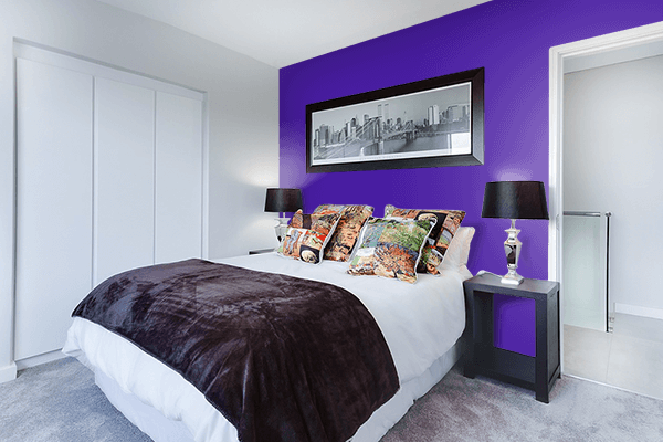 Pretty Photo frame on American Violet color Bedroom interior wall color
