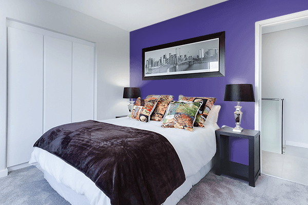 Pretty Photo frame on Dark Slate Blue color Bedroom interior wall color
