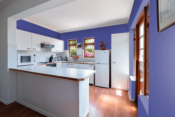 Pretty Photo frame on Dark Slate Blue color kitchen interior wall color