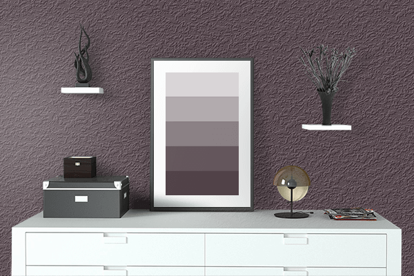 Pretty Photo frame on Dark Puce color drawing room interior textured wall
