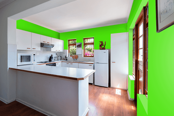 Pretty Photo frame on Chlorophyll Green color kitchen interior wall color