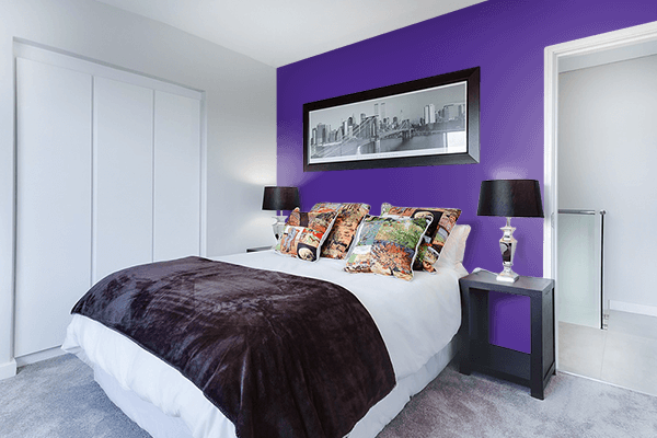 Pretty Photo frame on KSU Purple color Bedroom interior wall color