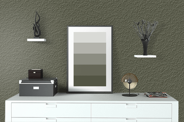 Pretty Photo frame on Olive Drab Camouflage color drawing room interior textured wall