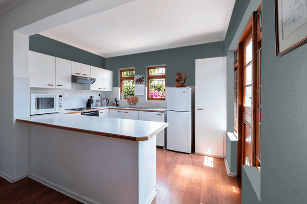 Pretty Photo frame on Feldgrau color kitchen interior wall color