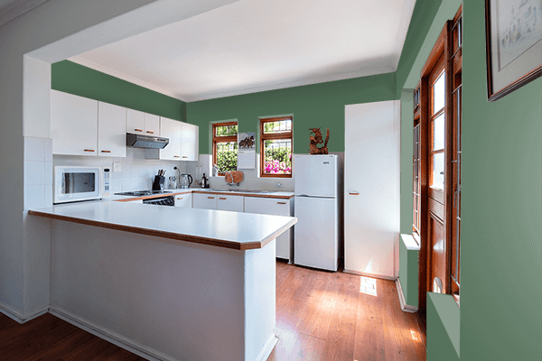 Pretty Photo frame on Feldgrau color kitchen interior wall color